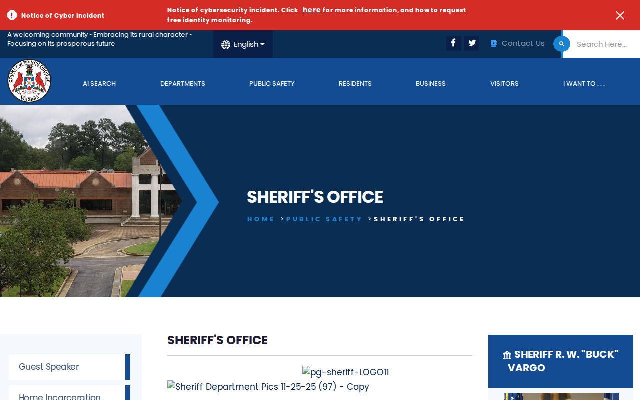 Prince George County criminal record sheriff office duties